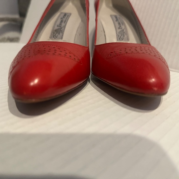 Vintage Evan PICONE shoes 7.5N red heels - Picture 6 of 7